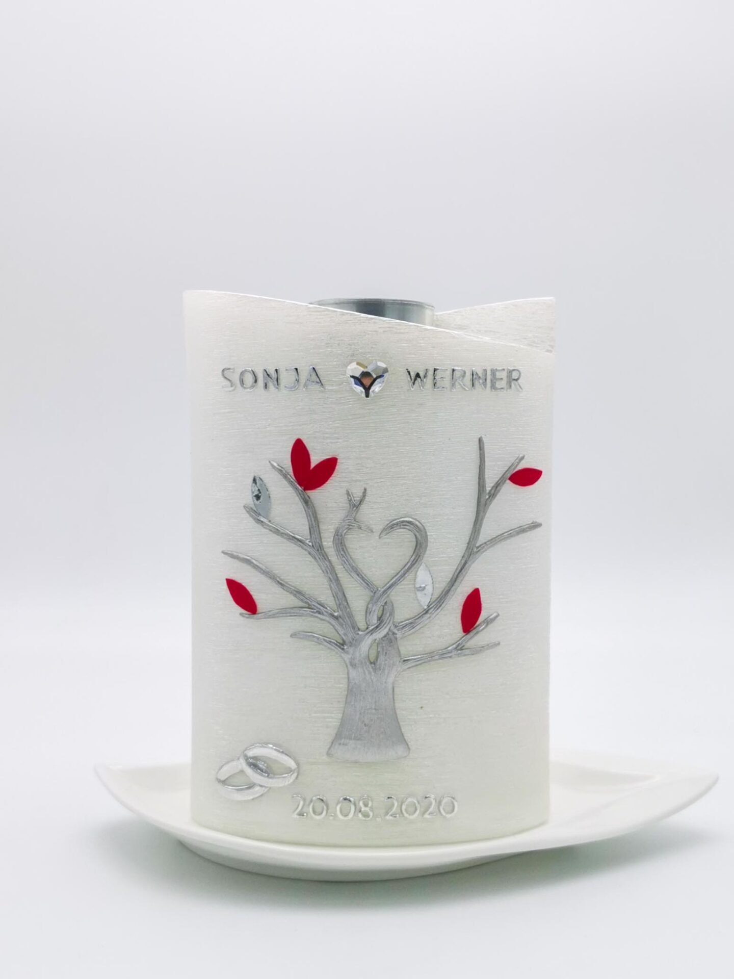 HK19 Hochzeitskerze Lebensbaum rot