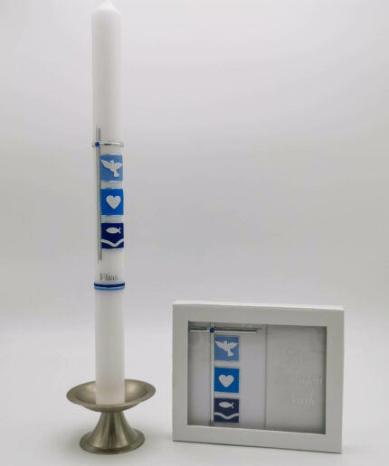 Taufset 3 Symbole blau