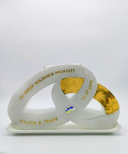 Hochzeitskerze Eheringe gold