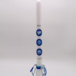 Taufkerze 3 Symbole blau