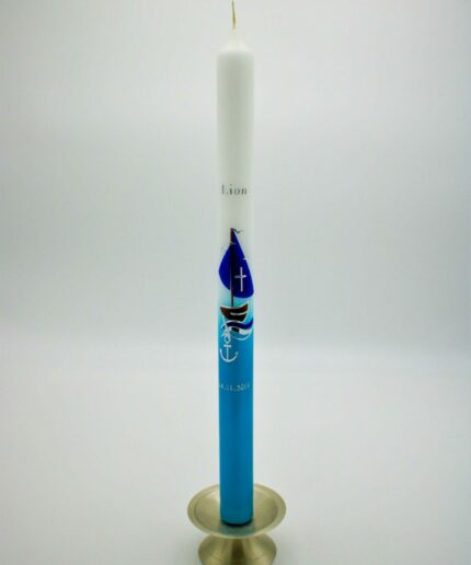 Taufkerze Schiff blau
