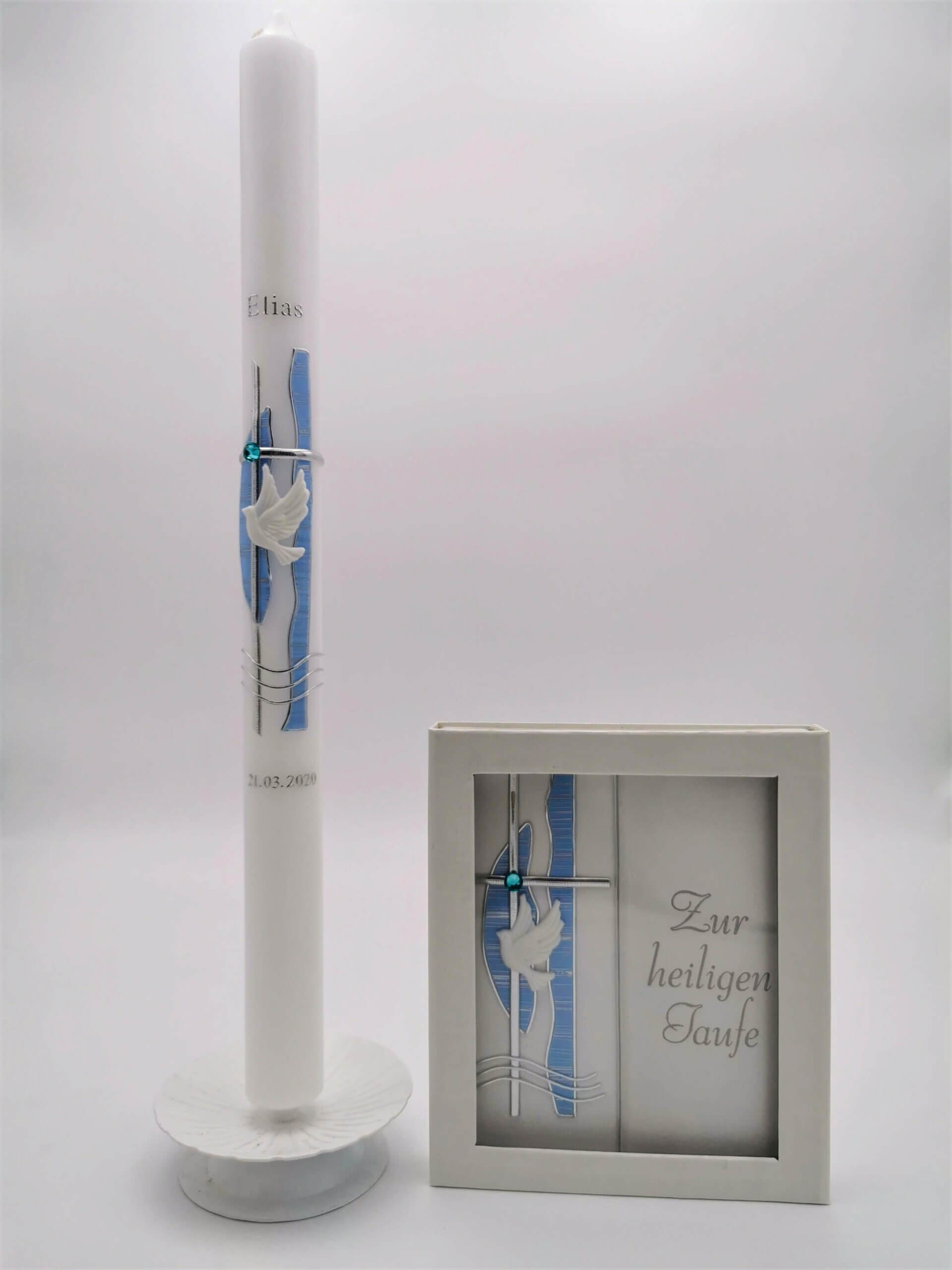 Taufset Blau Kreuz Taube Wasserzeichen Taufset Dante