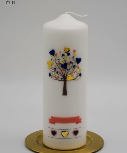 Hochzeitskerze Lebensbaum Druck - Natur-Traukerze personalisiert
