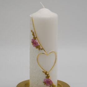 Hochzeitskerze Herzbluete - florale Traukerze handgemacht