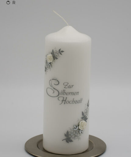 Hochzeitskerze silberne Hochzeit - Jubilaeumskerze 25 Jahre