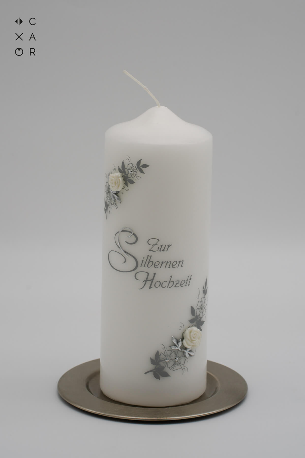 DSC04415_8 Hochzeitskerze silberne Hochzeit - Jubilaeumskerze 25 Jahre
