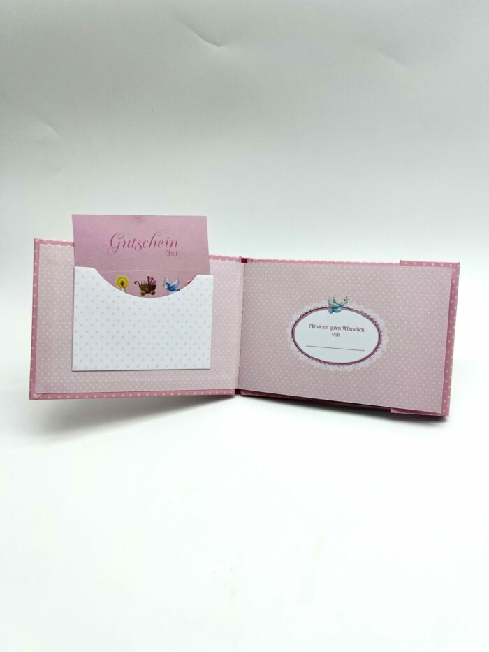 Taufgeschenk - Taufbillet - Zur Taufe alles Gute rosa