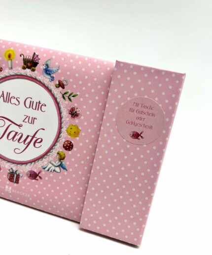 Taufgeschenk - Taufbillet - Zur Taufe alles Gute rosa