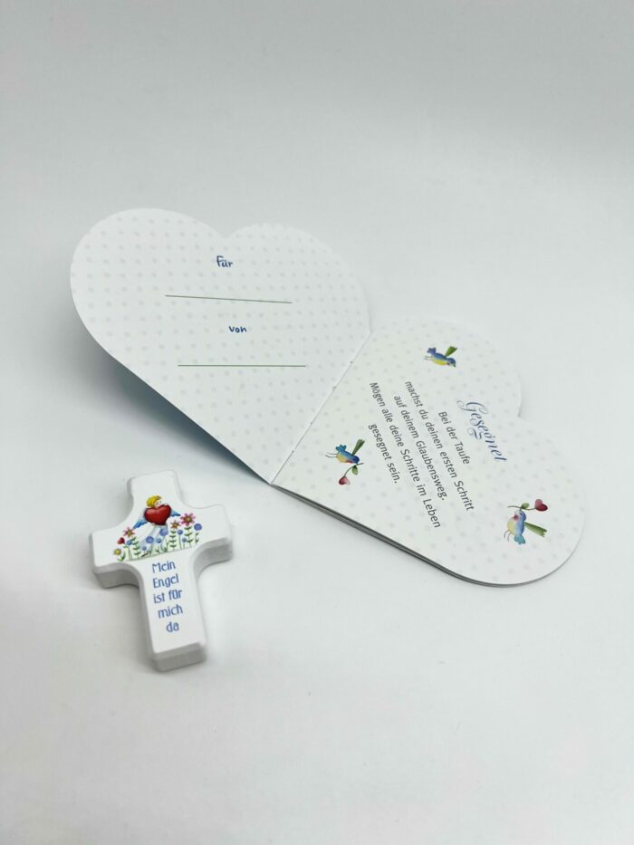 Taufgeschenk - Geschenkset mit Holzkreuz blau