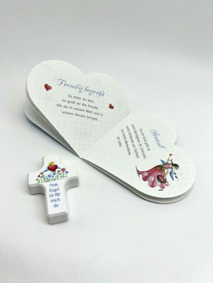 Taufgeschenk - Geschenkset mit Holzkreuz blau