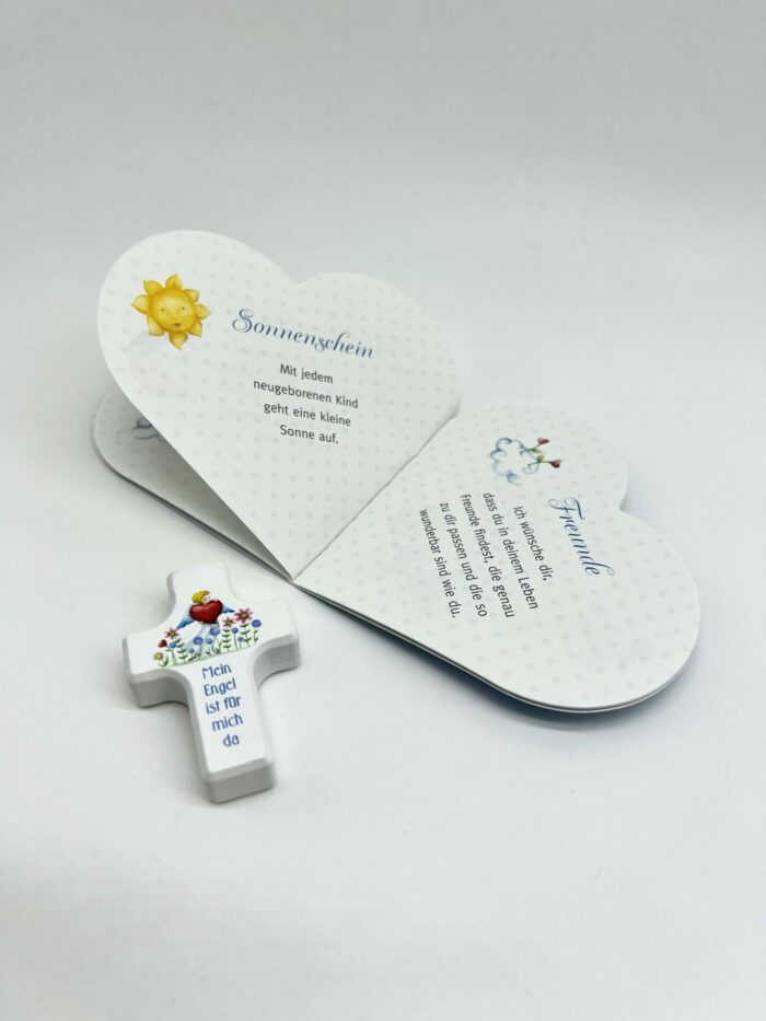 Taufgeschenk - Geschenkset mit Holzkreuz blau