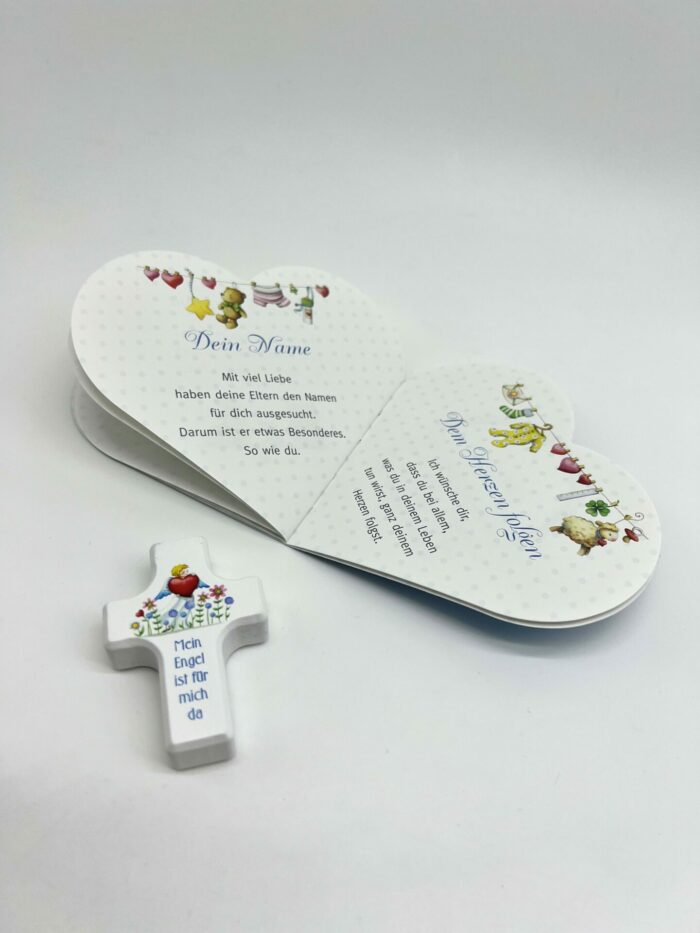 Taufgeschenk - Geschenkset mit Holzkreuz blau