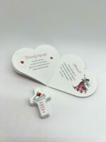 Taufgeschenk - Geschenkset mit Holzkreuz rosa