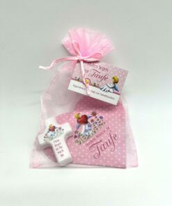 Taufgeschenk - Geschenkset mit Holzkreuz rosa
