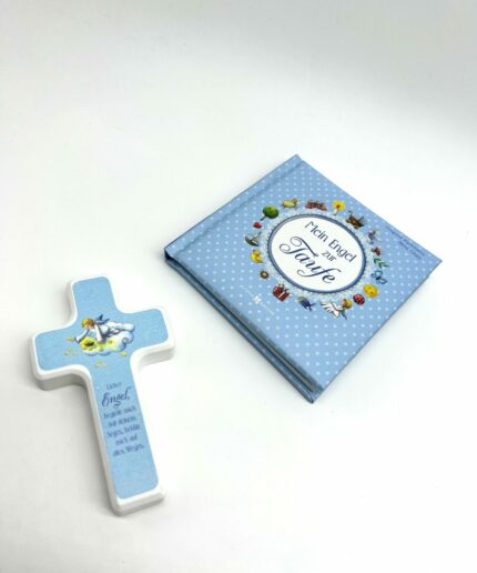 Taufgeschenk - Taufset buch und Kreuz blau