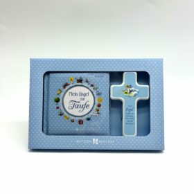 Taufgeschenk - Taufset buch und Kreuz blau