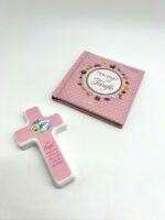 Taufgeschenk - Taufset mit Buch und Kreuz rosa