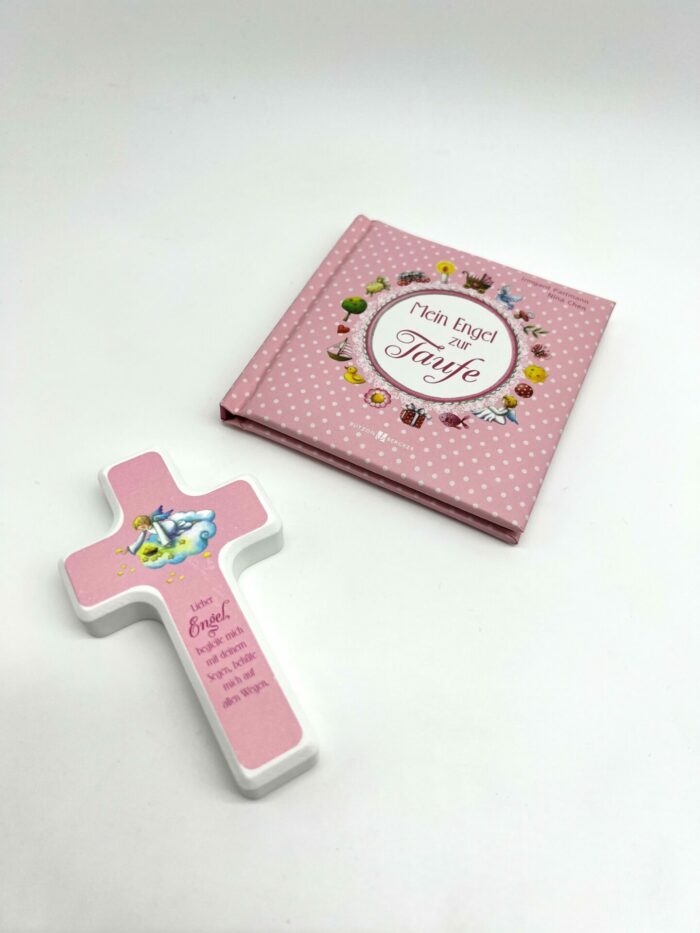 Taufgeschenk - Taufset mit Buch und Kreuz rosa
