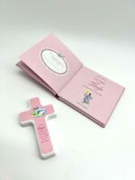 Taufgeschenk - Taufset mit Buch und Kreuz rosa