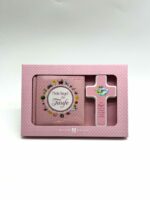 Taufgeschenk - Taufset mit Buch und Kreuz rosa