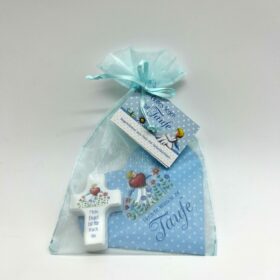 Taufgeschenk - Geschenkset mit Holzkreuz blau
