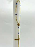 Taufkerze Rosenkranz blau detail