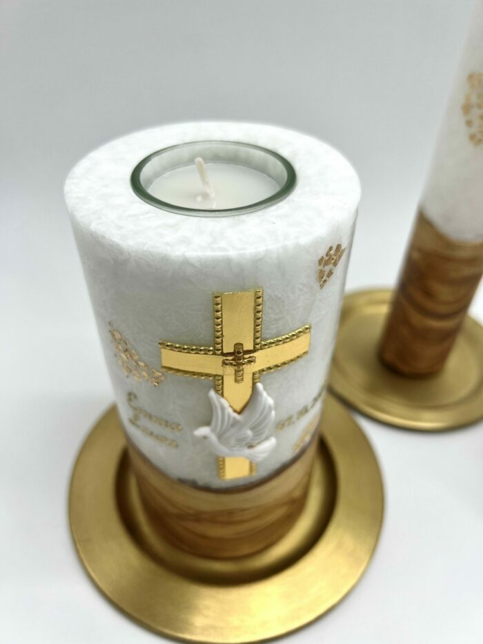 Personalisiertes Taufset mit goldener Hochzeitskerze - Candle and Rings